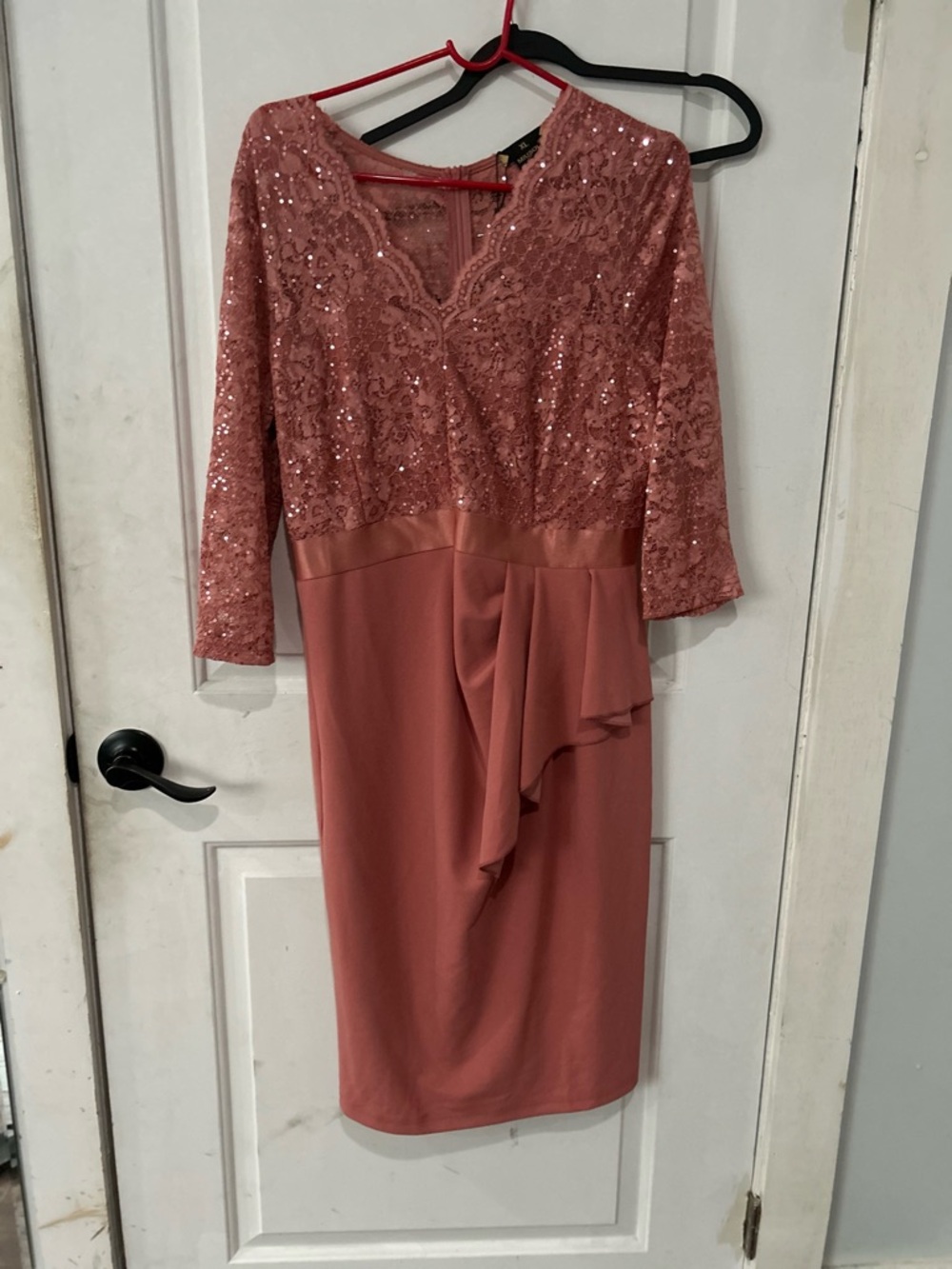 Miusol Rose Lace & Sequin Sheath Dress